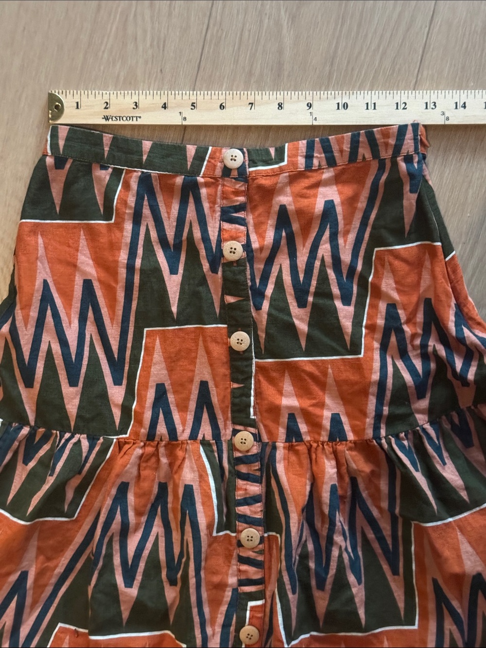 Veronica Beard Sundance Abstract Linen Button-Front Tiered Maxi Skirt Size S - Picture 13 of 15